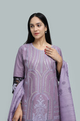 Premium 3-Piece Embroidered Cotton Suit – Soft Fabric with Boring Work | Naqshé