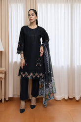 Premium 3-Piece Embroidered Cotton Suit – Soft Fabric with Boring Work | Naqshé