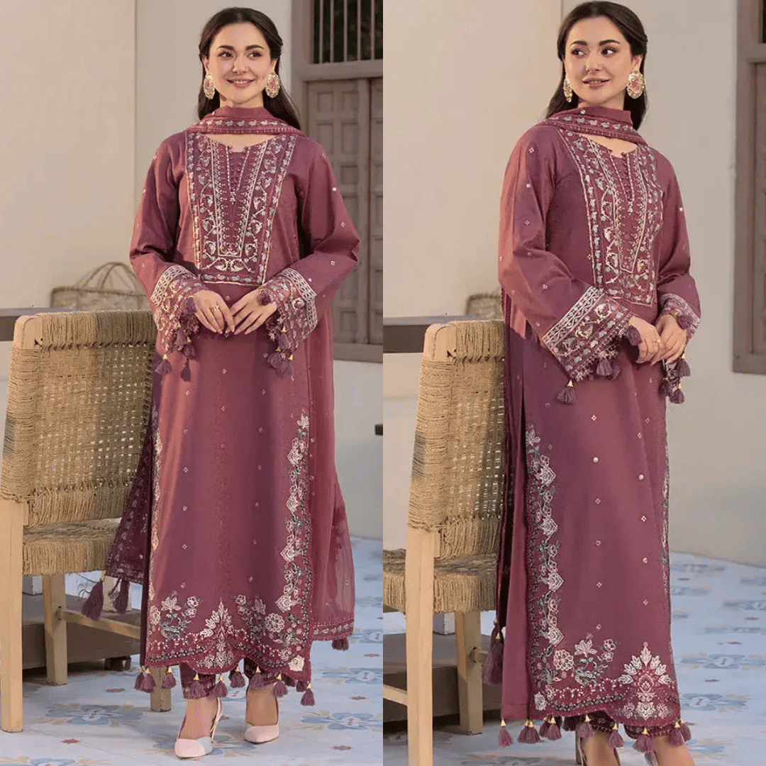 Berry Embroidered 3Pc