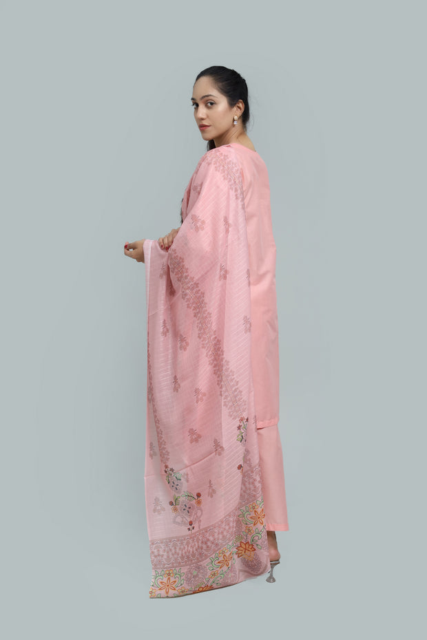 Premium 3-Piece Embroidered Cotton Suit – Soft Fabric with Boring Work | Naqshé