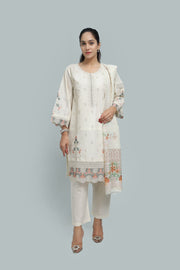Premium 3-Piece Embroidered Cotton Suit – Soft Fabric with Boring Work | Naqshé