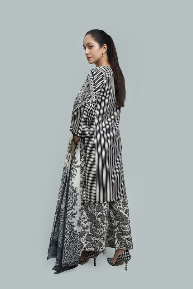 Premium 3-Piece Embroidered Cotton Suit – Soft Fabric with Boring Work | Naqshé