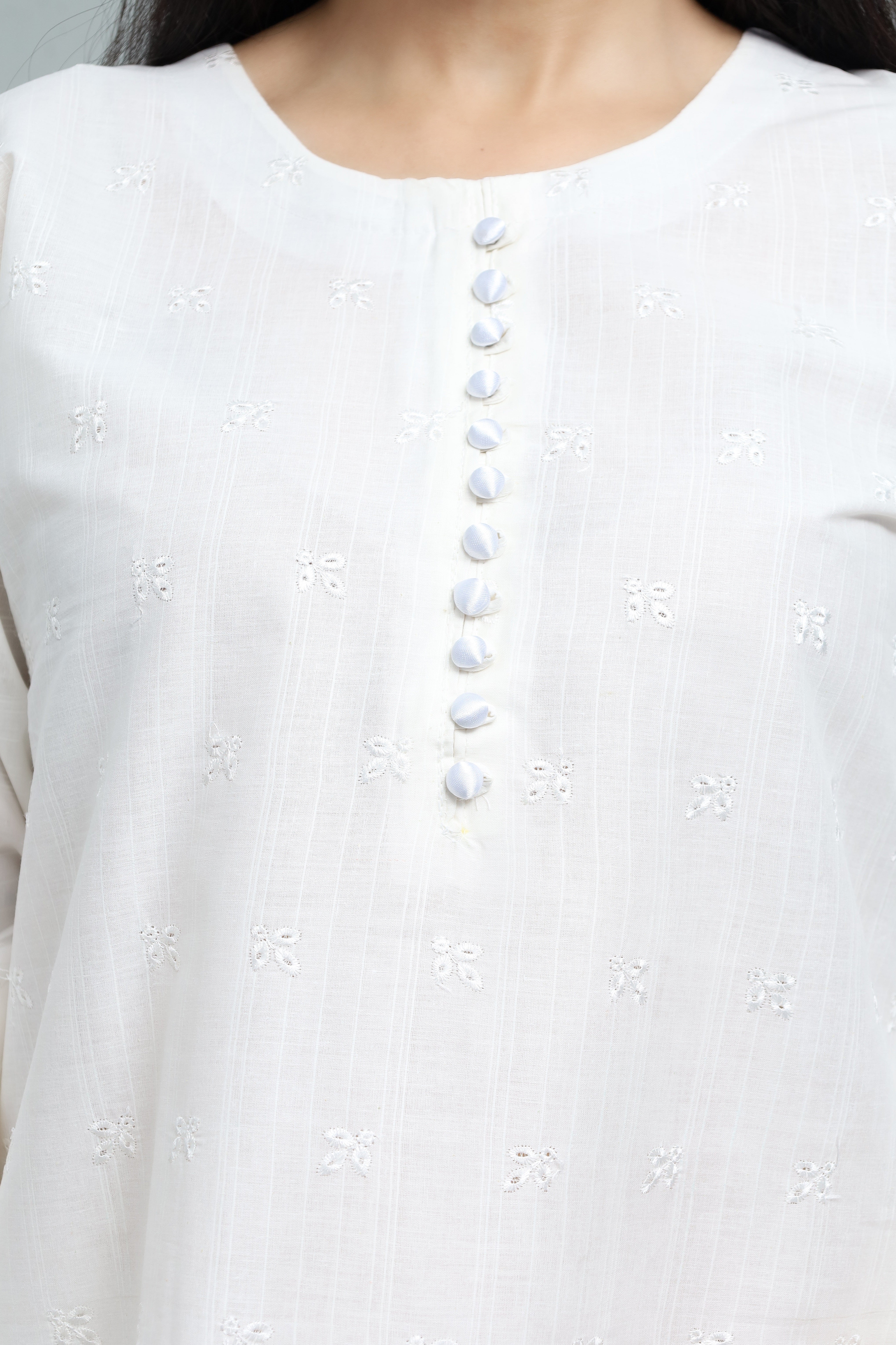 Premium 3-Piece Embroidered Cotton Suit – Soft Fabric with Boring Work | Naqshé