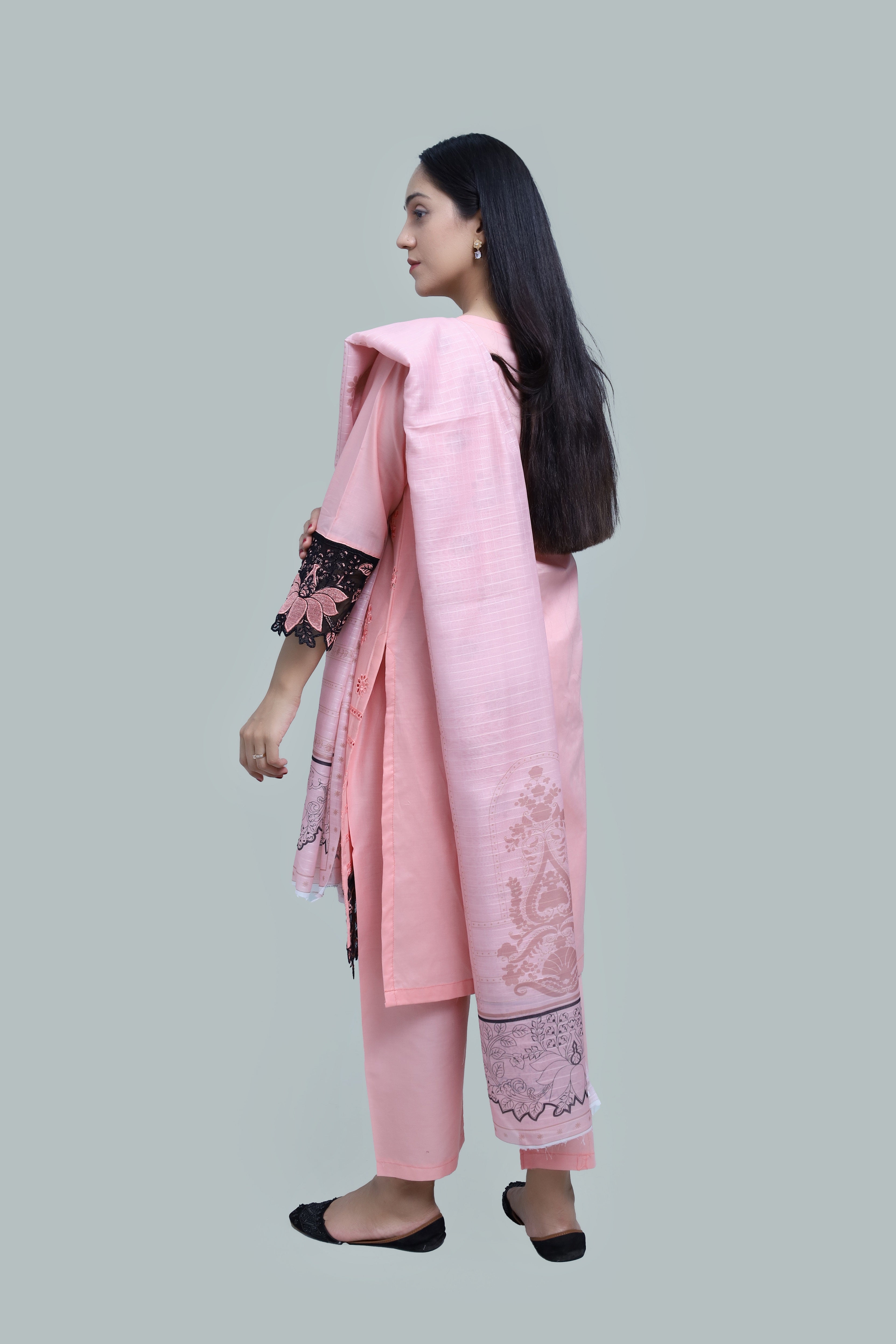 Premium 3-Piece Embroidered Cotton Suit – Soft Fabric with Boring Work | Naqshé