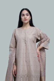Premium 3-Piece Embroidered Cotton Suit – Soft Fabric with Boring Work | Naqshé
